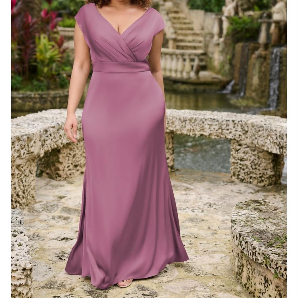 Elegant Satin Charmeuse Mauve Evening Gown